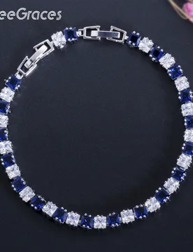 ThreeGraces Fashion Tennis Style White Gold Color CZ Stone With Red Blue Black Green Crystal Paved Bracelets For Women BR006 - Aliexpress - FashionsVida
