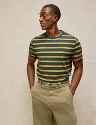 Printed Crew Neck Cotton T-Shirt Brown Mix male
