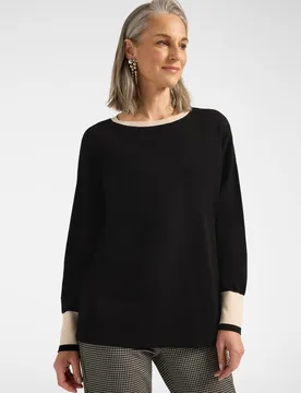 Jersey de mujer de cuello redondo en viscosa ajuste boxy y largo medio - Elena Miró - FashionsVida