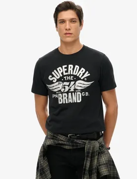 Superdry Herren Klassisches Reworked T-Shirt Mit Grafik-Print, Schwarz, Größe: S - 44.99 - FashionsVida