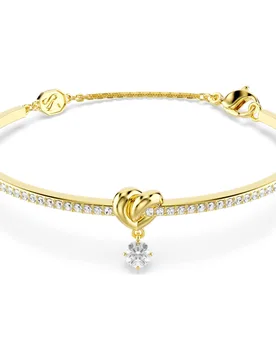 Bracciale rigido Lifelong, Taglio Round, Cuore, Bianco, Finitura oro 18K OS - Swarovski - FashionsVida