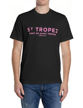 Camiseta de hombre de manga corta con dibujo frontal - Replay - FashionsVida