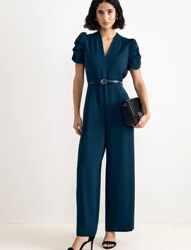 Women's Petite Natasha V-Neck Jumpsuit in Teal Size: 6 - Teal - Size: 6 - Phase Eight - FashionsVida