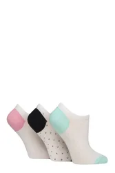 Women's 3 Pair Plain and Patterned Cotton Trainer Socks White Spot / Mint 4-8 Women's - Multi Coloured - Size: Small