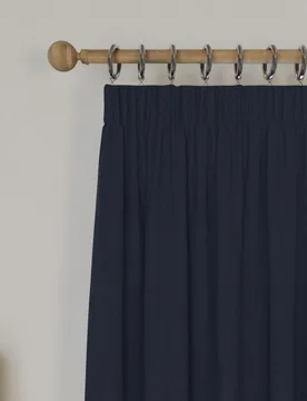 Brushed Pencil Pleat Blackout Thermal Curtains Navy - M&S - FashionsVida