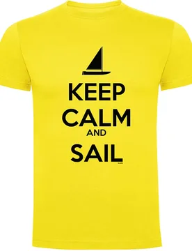 Keep Calm And Sail Short Sleeve T-shirt Yellow 3XL Men - Kruskis - FashionsVida