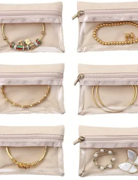 Mini caja de joyas, estuche de viaje portátil con cremallera para pendientes, artículos esenciales de viaje, anillos, collares, colgantes, relojes 5 - Shein - FashionsVida