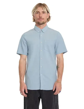 Camicia A Maniche Corte Everett Oxford Wrecked Indigo XL - Volcom - FashionsVida