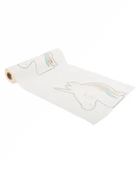 Tischläufer Samt weiß Einhorn Pastell 28 cm x 3 m Party-Deko - ARTYFETES - FashionsVida