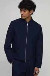 Herren Taillierte Harrington-JackeKoordinaten-Jacke Mit Reißverschluss Navy Größe XL