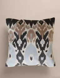 Pure Cotton Embroidered Ikat Cushion Grey Mix