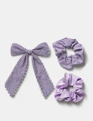 Back To School Scallop Bow & Scrunchie Purple Female