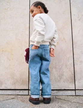 Denim Barrel Jeans (2-8 Yrs) Light Denim female - M&S - FashionsVida