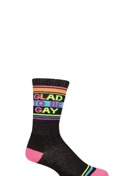 Pair Glad To Be Gay Cotton Socks Multi One Size - Black - Size: One Size - Gumball Poodle - FashionsVida