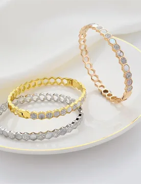 New Luxury Stainless Steel Shell Honeycomb Zircon Hollow Bracelet & Bangle For Women Jewelry Birthday Gift - Aliexpress - FashionsVida