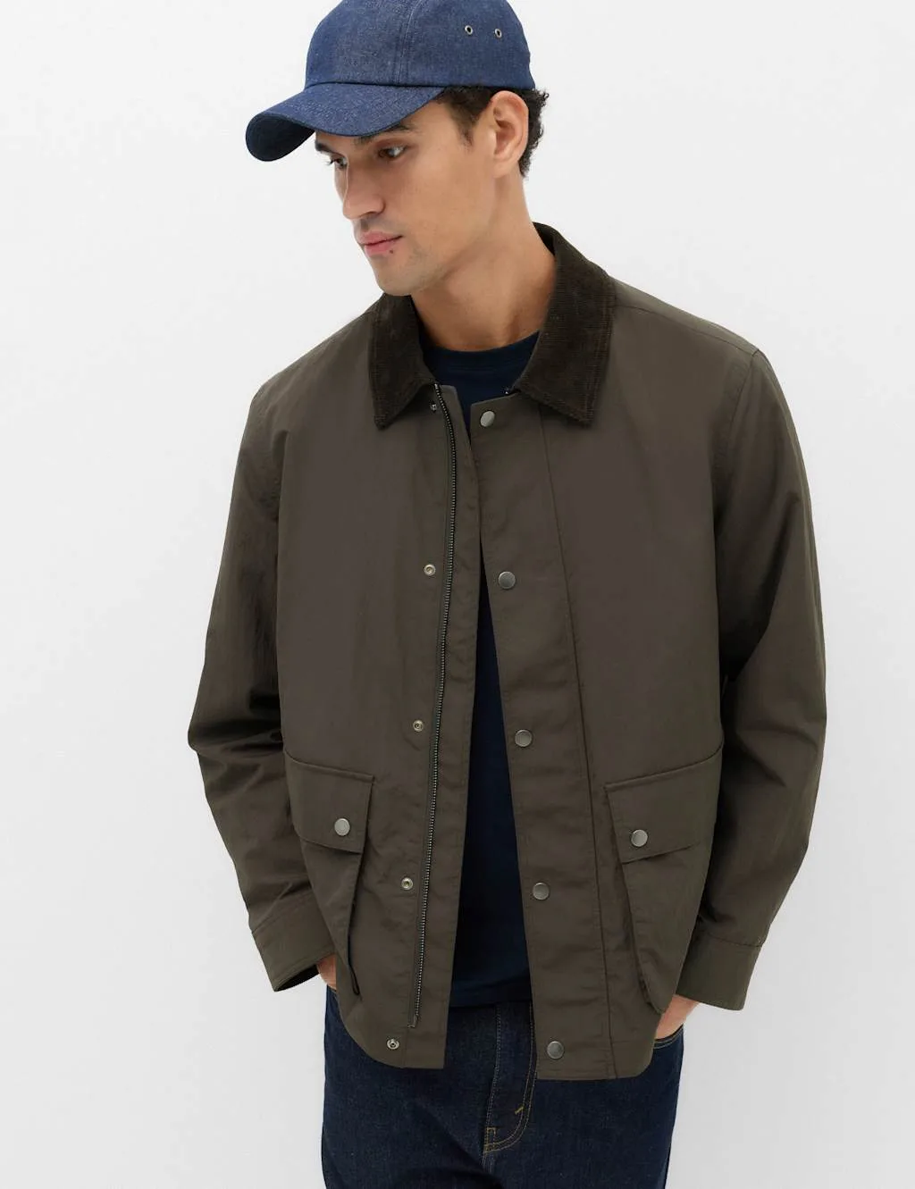 Crinkle Lightweight Barn Jacket Dark Mole male - M&S - FashionsVida