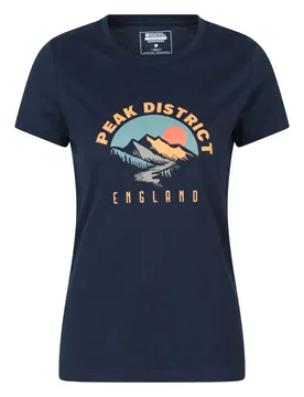 Regional Womens Peak District Graphic Tee Breathable Casual Everyday T-Shirt Navy Cotton - Size 8 Uk - Mountain Warehouse - FashionsVida