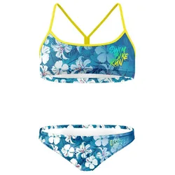Swim Bike Run Flower Bikini Blue / White L Women