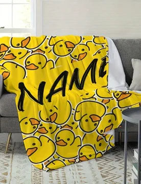 Pieza Manta personalizable con nombre de pato amarillo, manta de franela suave y cálida para sofá, cama y viajes, manta bohemia transpirable y liger - Shein - FashionsVida