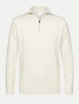 PROFUOMO Halb-Zip Pullover Weiß L - Profuomo - FashionsVida