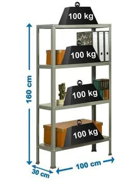 Wandregale Étagère 4 Niveaux Métal Gris Capacité 100 Kg Einheitsgrösse - SIMONRACK - FashionsVida