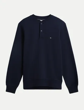 Sweatshirt mit Henley-Kragen Blau M - Tommy hilfiger - FashionsVida