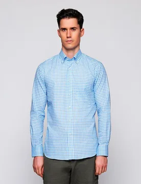 Camisa de hombre casual manga larga cuadros oxford - Mirto - FashionsVida