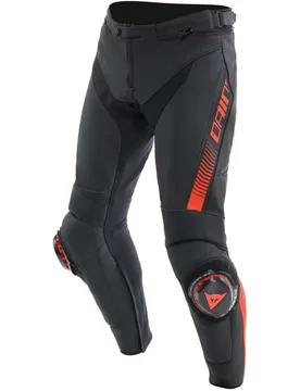 Pantalone Moto in Pelle SUPER SPEED Black Rosso Fluo taglia 64 - Dainese - FashionsVida