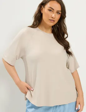 Women's Soft Touch Raglan T-Shirt in Natural Size: 26-28 - Natural - Size: 26-28 - Yours - FashionsVida
