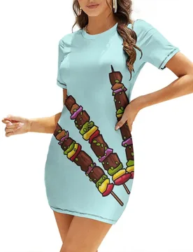 Kebab or kabob cartoon illustration Short-Sleeved Dress dresses for womens 2026 women's dresses luxury Dress - Aliexpress - FashionsVida