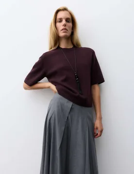 Merino Wool Rich Knitted Top with Cashmere Aubergine female - Autograph - FashionsVida