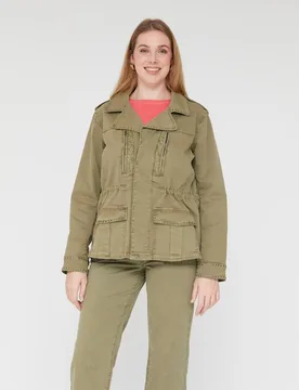 Chaqueta de mujer larga tachas - October - FashionsVida