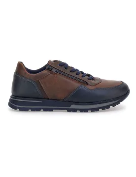 Sneakers marroni e blu in pelle con zip laterale 25275003 44 - PITTARELLO ECO - FashionsVida