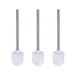 WC-Bürste mit Edelstahlstiel „Glänzend“ 3er Set Weiß