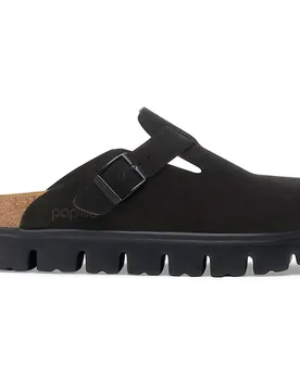 Zoccoli Boston Chunky Suede Leather Narrow Black/Black EU 38 - Birkenstock - FashionsVida