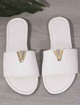 Sandalias planas elegantes para mujer, chanclas de playa de material metálico, diseño de cordones estilo bohemio, cómodas y a la moda, perfectas pa - Shein - FashionsVida