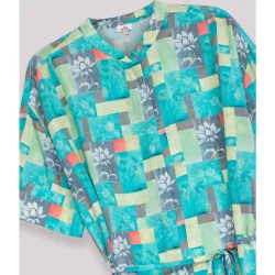 Blusa de mujer estampada de manga corta con cinturón ajustable