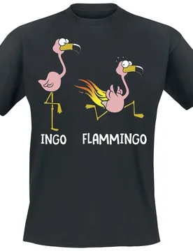 T-Shirt - Flammingo - S bis 4XL - für Männer - Größe S - schwarz - Männer - male - Tierisch - FashionsVida