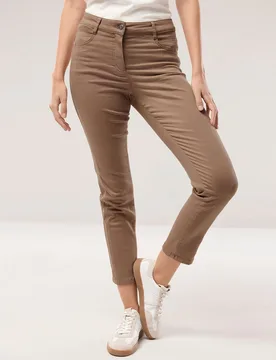 Baumwollhose Figurwunder, Regular Fit#normale Größen#Kurzgrößen, Farbe Beige, 21, mit Bauchweg-Funktion vorverlegte Seitennaht Damen - Walbusch - FashionsVida