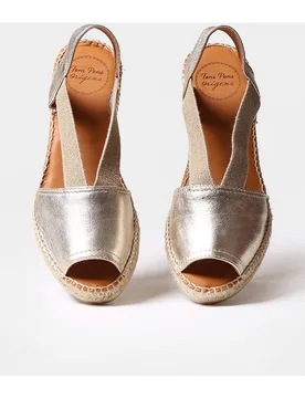 Alpargatas de cuña de mujer de piel con elásticos - Toni Pons - FashionsVida