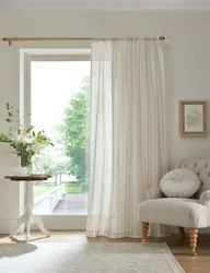 Stripe Sheer Voile Panel Slot Top Curtain Natural