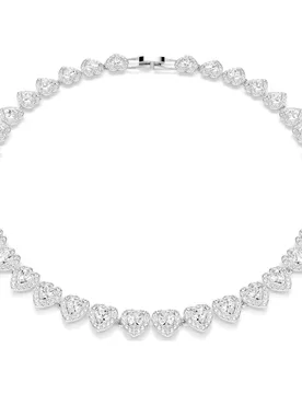 Collana Ariana Grande x , Taglio misto, Cuore, Bianca, Placcato rodio OS - Swarovski - FashionsVida