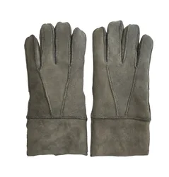 Unisex Grey Sheepskin Suede Gloves With Roll Up/down Cuff - Size 3xl