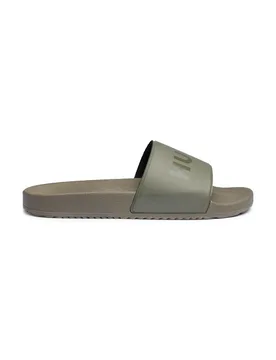 Leather Slip On Sliders Green male - Hugo Boss - FashionsVida