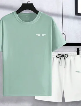 Conjunto de camiseta de manga corta con hombros caídos y pantalones cortos de corte holgado para hombre, cómodo para verano y vacaciones XXL - Shein - FashionsVida
