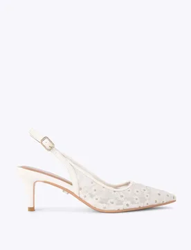 Mesh Daisy Low Heel Slingbacks White female - Carvela - FashionsVida
