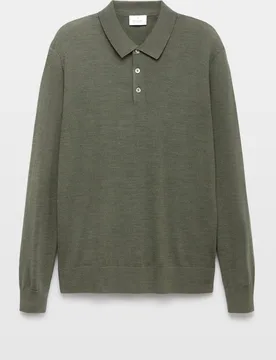 Jersey de hombre con cuello polo botones liso en lana merino - Emidio Tucci - FashionsVida