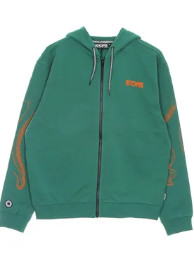 Felpa Leggera Cappuccio Zip Uomo Outline Zip Hoodie Field Green - Octopus - FashionsVida