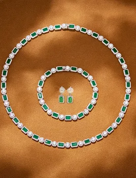 Designer Collection Style Earrings Bracelet Necklace Women Lady Inlay Cubic Zircon Square Synthetic Emerald Party Jewelry Sets - Aliexpress - FashionsVida