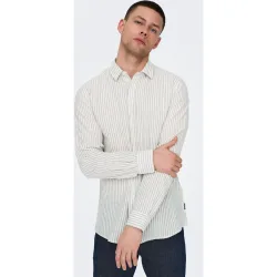 Only & Sons - Camisa de hombre manga larga de lino